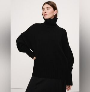 Banana Republic Italian Merino-Blend Turtleneck Sweater Black NWT